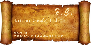 Haiman Cecílián névjegykártya